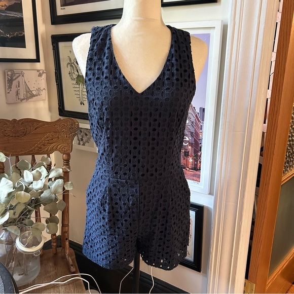 next Navy Eyelet Jumpsuit - Picture 1 of 8